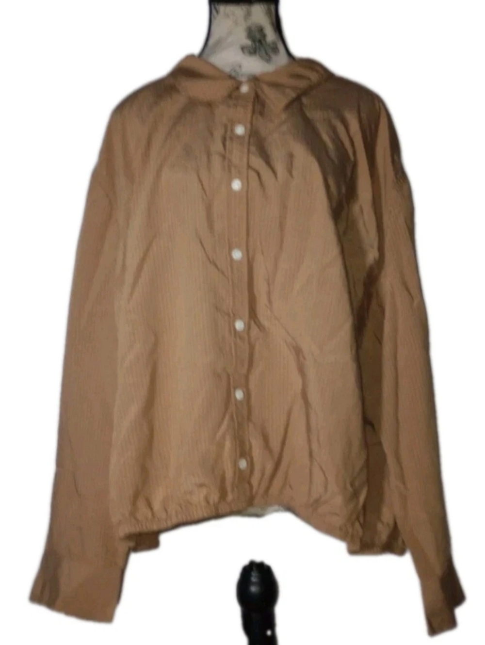 NWT Women's Future Collective Cropped Button Down Black/Brown 3X
